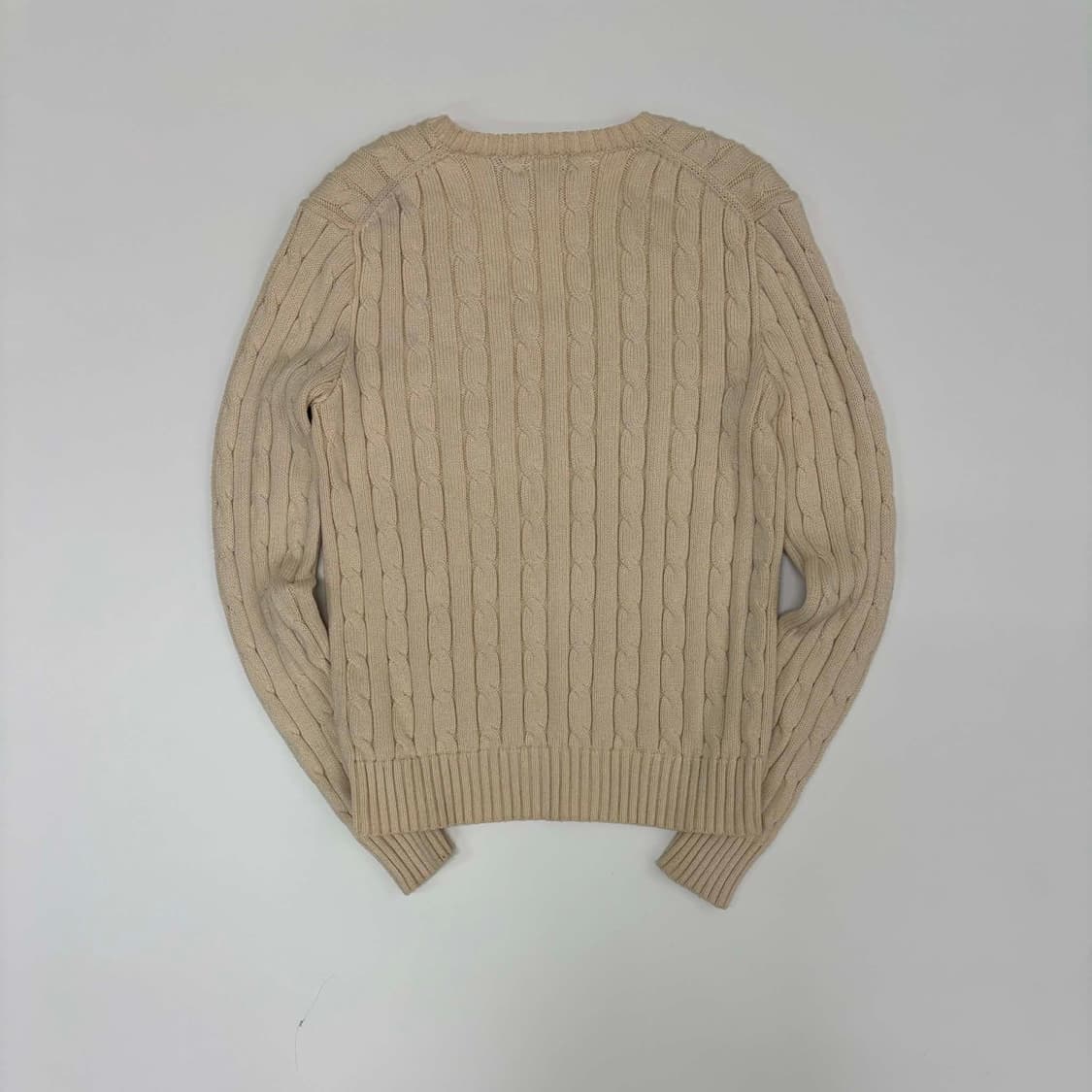 폴로 랄프로렌 신형 라벨 아이보리 걸즈 케이블 브이넥 니트(S) 상품이미지3