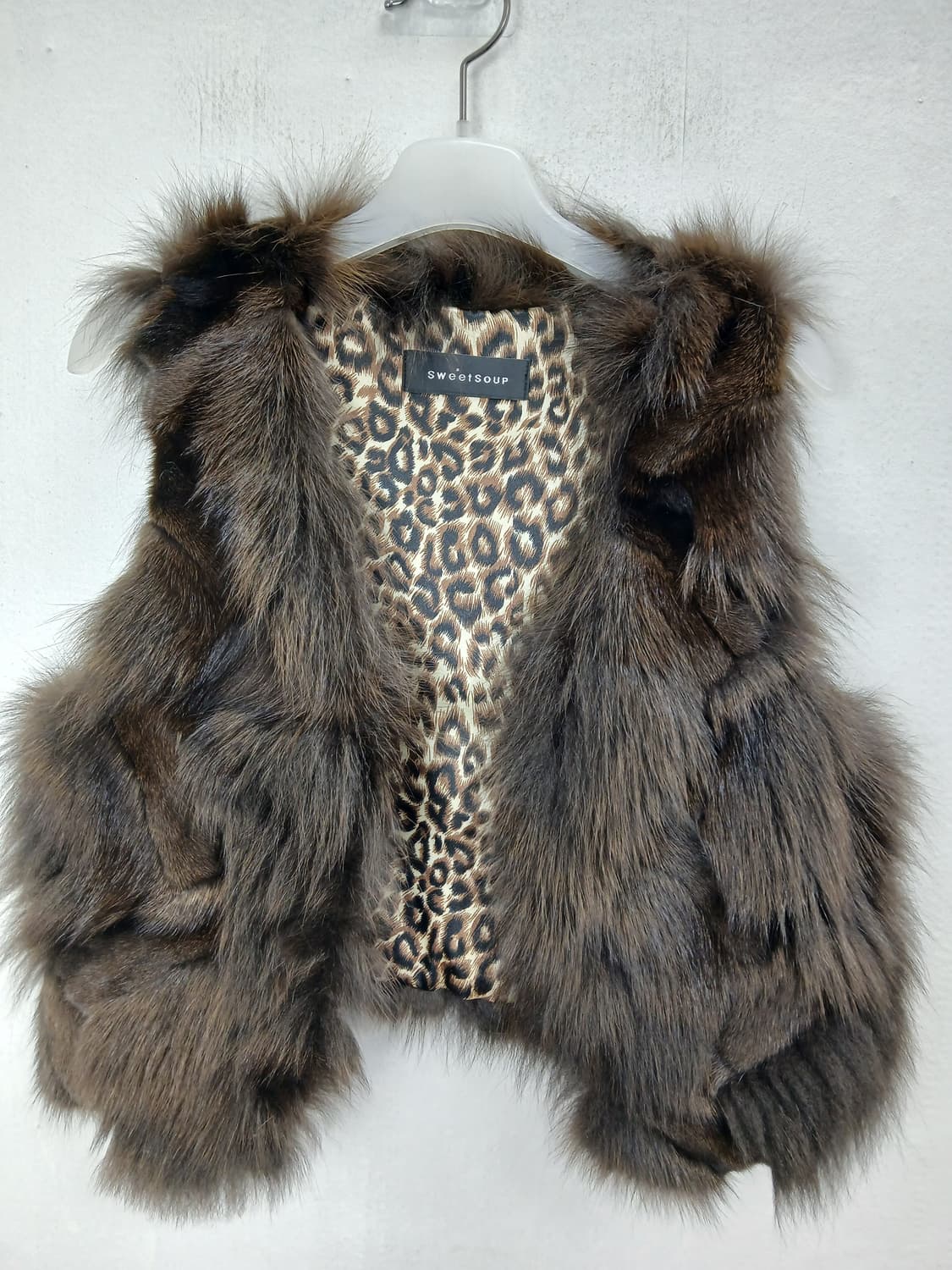 Sweet Soup 천연폭스 퍼 브라운 베스트 55 S 새제품급 상품이미지3