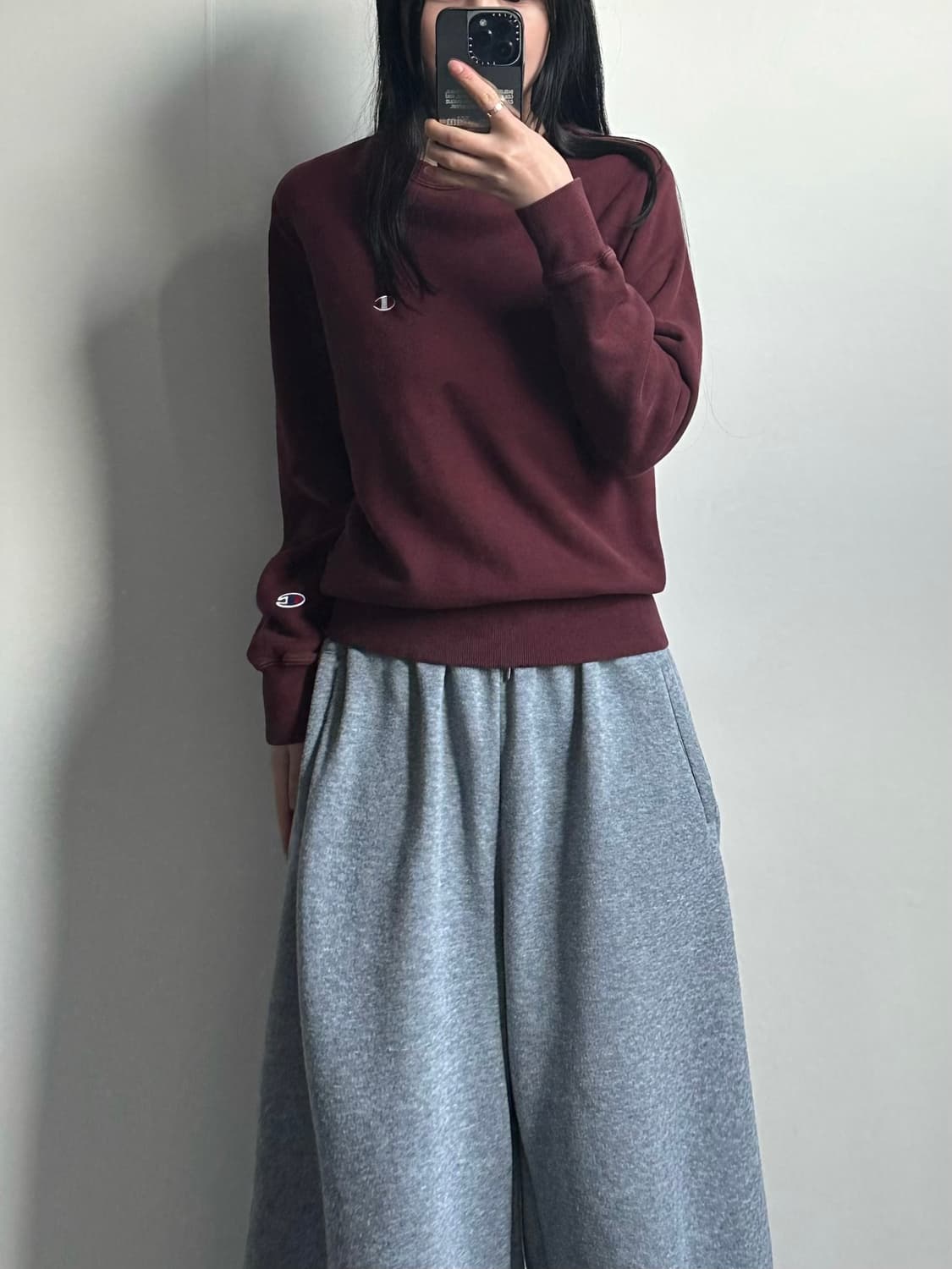 챔피온 자수로고 버건디 맨투맨 상품이미지1