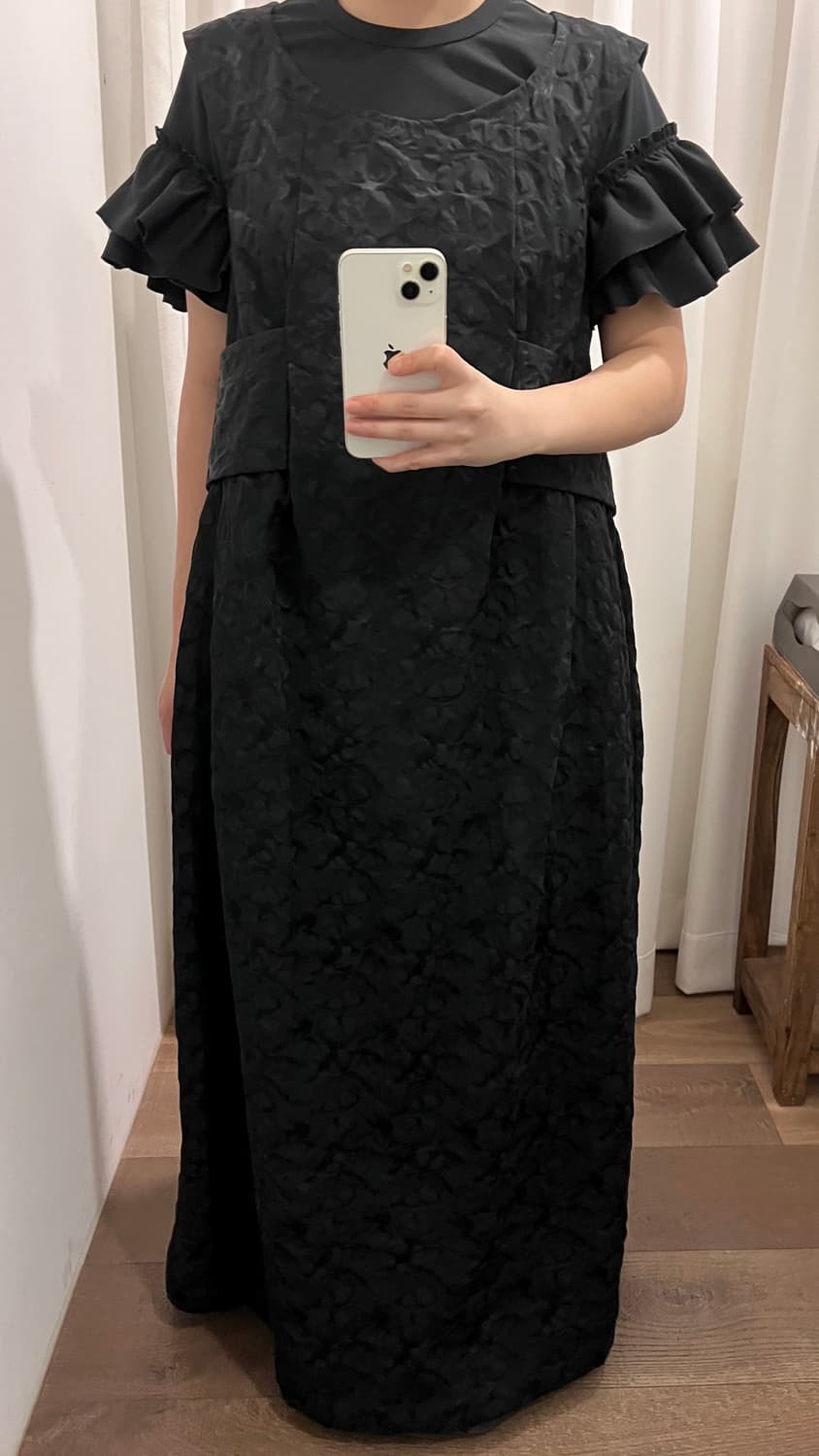 Volume Texture Apron One Piece 상품이미지2