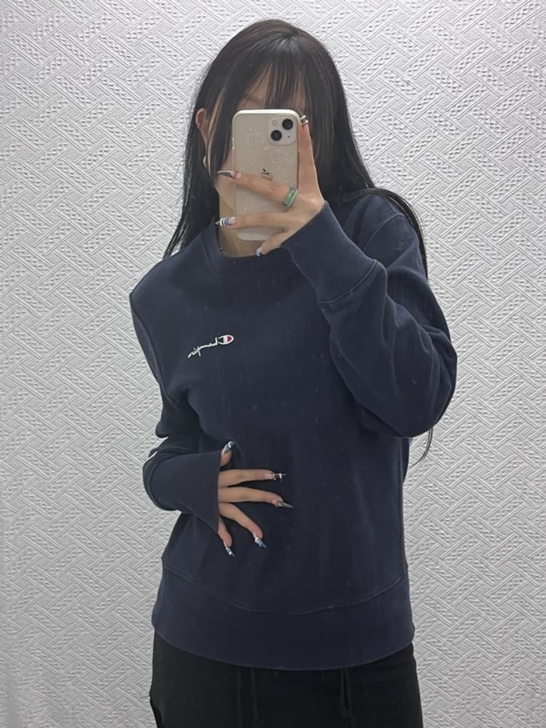 챔피온 리버스위브 자수로고 오버핏 약기모 맨투맨 M C07627 상품이미지1