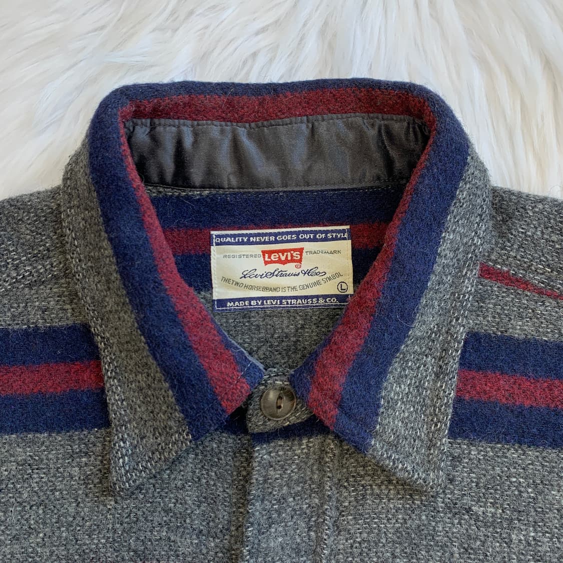90's 리바이스 빈티지 울 블랜드 스트라이프 셔츠 1771 상품이미지3