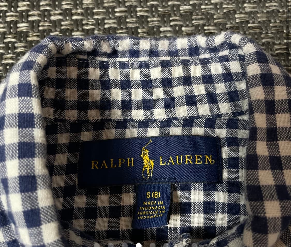 폴로 랄프로렌 블루 체크 긴팔 셔츠 S(8) 상품이미지3