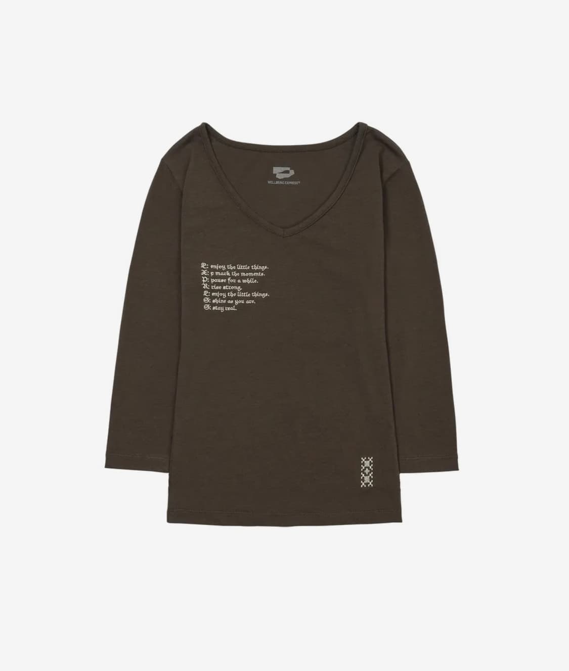 V neck 3/4 sleeve brown 상품이미지1