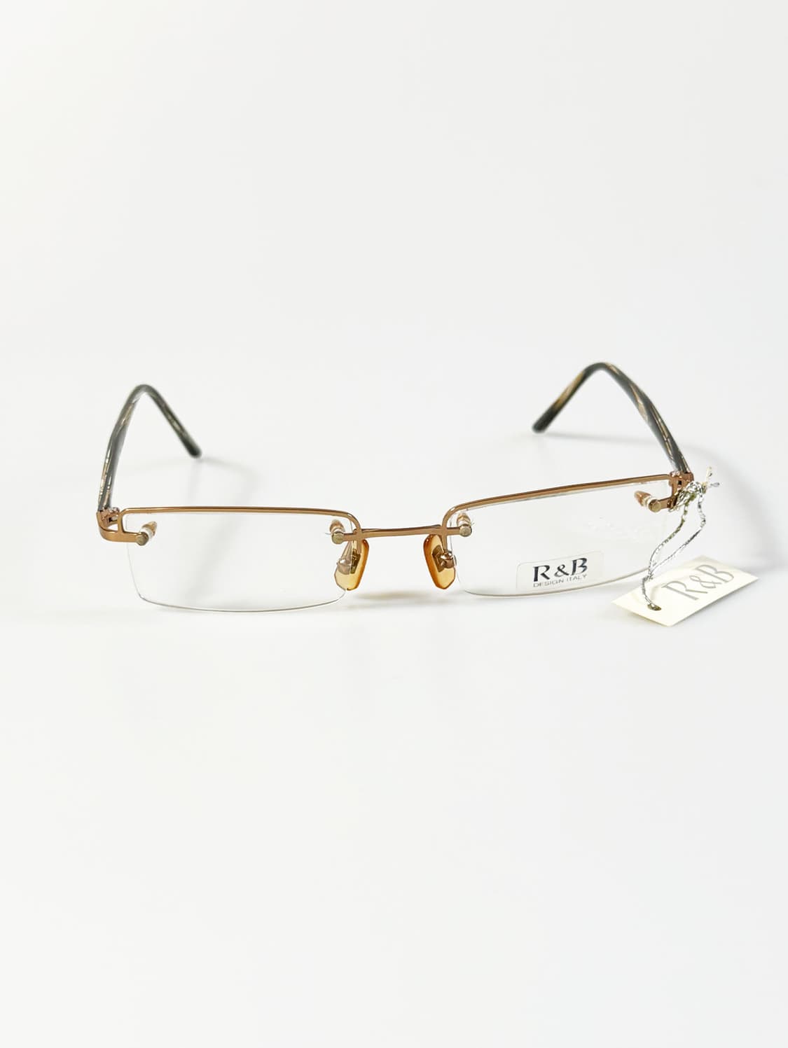 R&B EYEWEAR 골드 반무테 스퀘어 메탈 빈티지 안경 상품이미지1