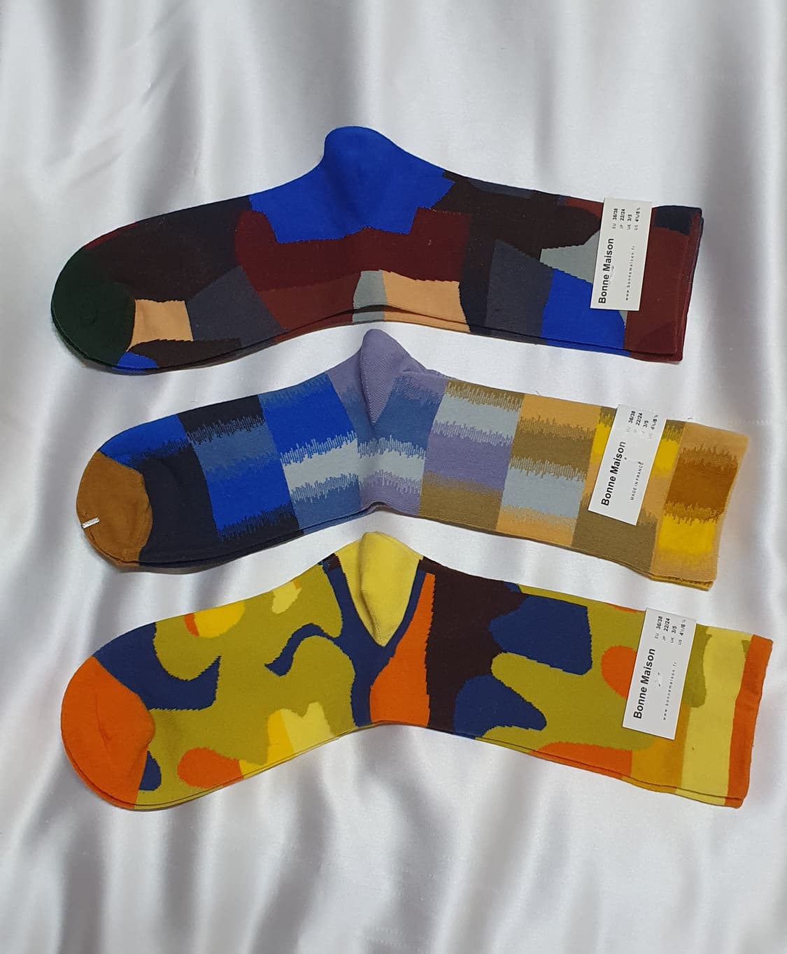오렌지 겨자 블루 와인 네이비 Bonne Maison 본메종 양말 상품이미지1