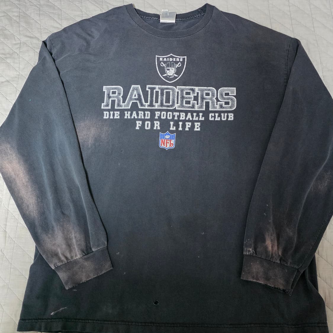 [XXL] 00s NFL Raiders 레이더스 트래쉬드 빈티지 롱슬리브 상품이미지1