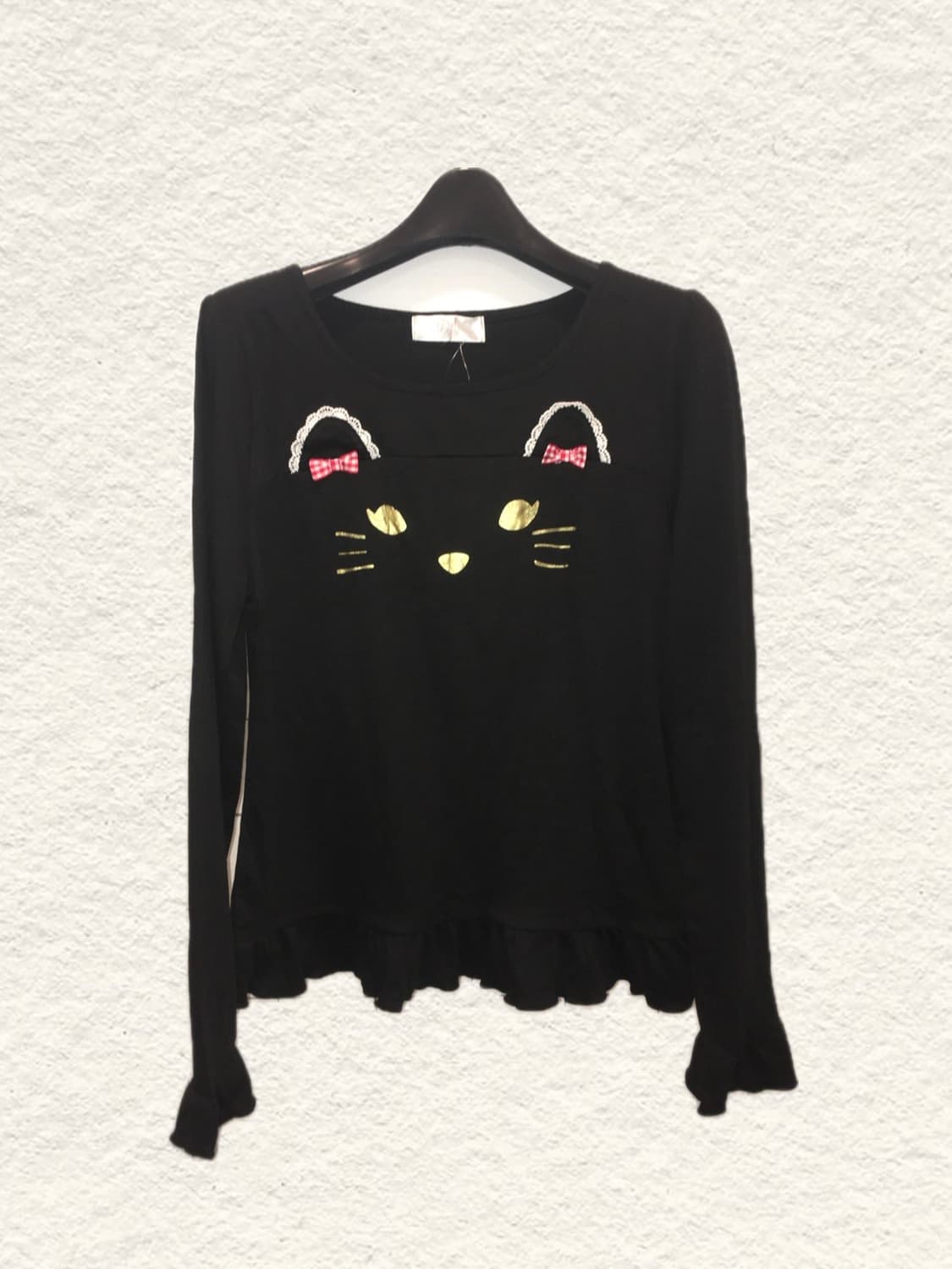 jpn vintage black cat ribbon frill t shi 상품이미지8