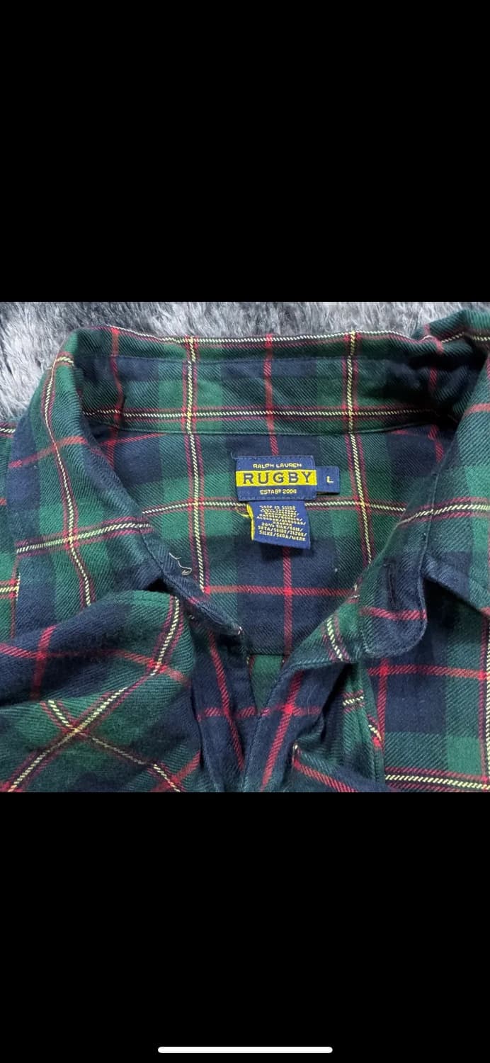 투티/0071 럭비 랄프로렌 타탄체크 셔츠 원피스 그린 상품이미지5