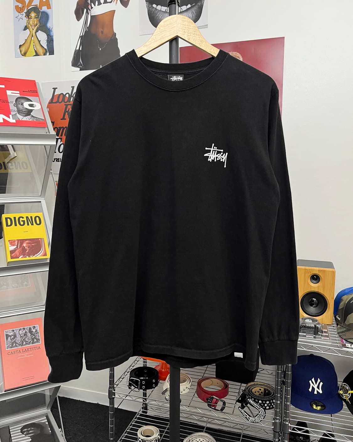 스투시 베이직 스탁로고 블랙 롱슬리브 상품이미지4