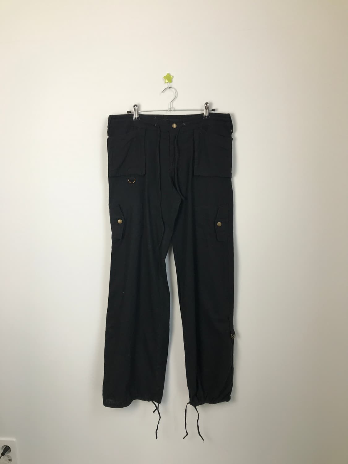 Jpn Y2K Black Linen Cargo Pants 상품이미지5