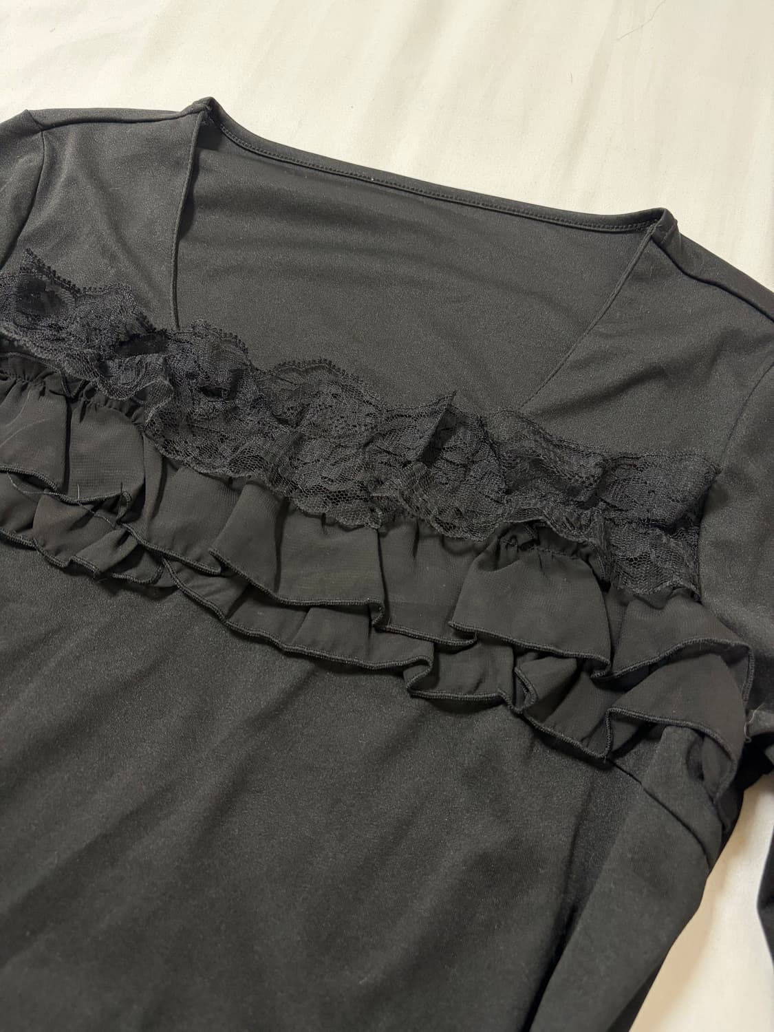 블랙 레이스 공겜여주 프릴 고스 펑크 로걀탑 상품이미지3