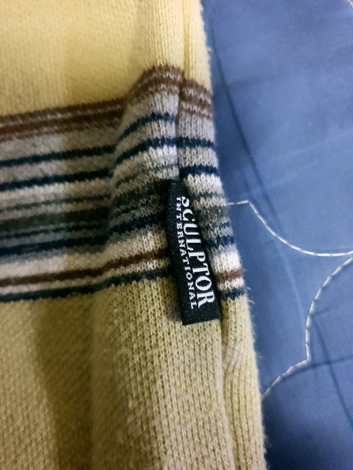 (24s) 스컬프터 스트라이프 코튼니트 롱슬리브 라이트 카키 (L) 상품이미지3