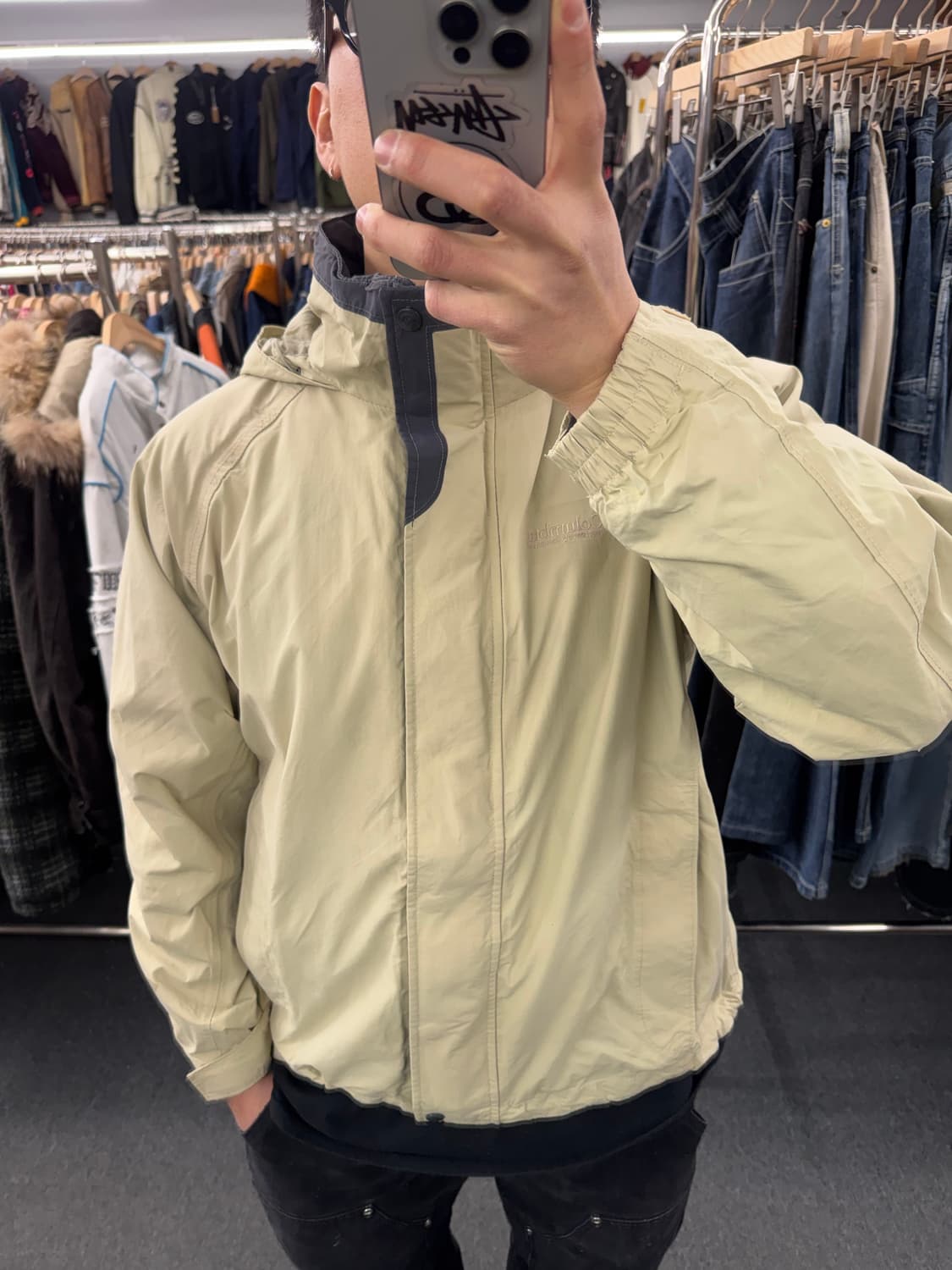 XL)콜롬비아 빈티지 올드스쿨 베이지 바람막이 트랙자켓 상품이미지1