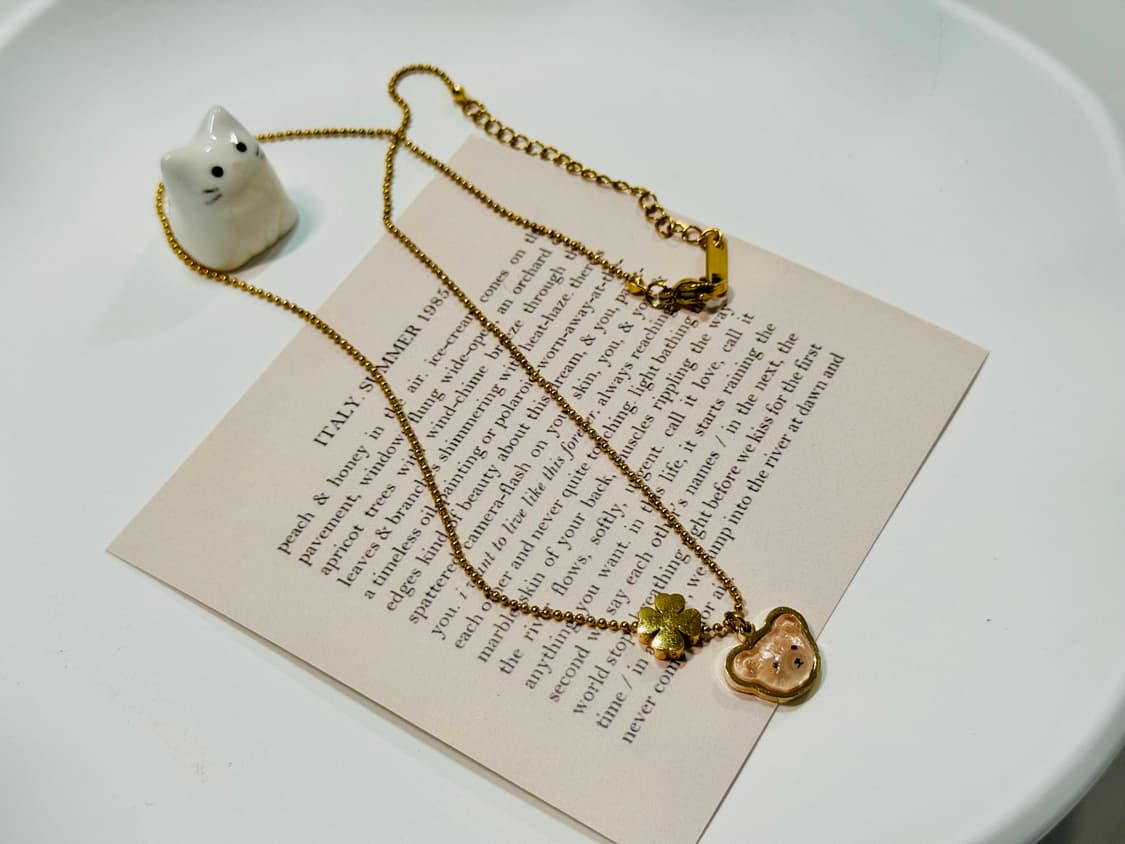 내외국인 인기최고🧡 테디베어 클로버 목걸이🧸🍀 상품이미지4