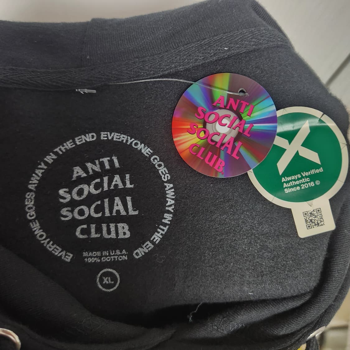 XL 프라그먼트 x 안티소셜클럽 기모 후디 맨투맨 상품이미지4