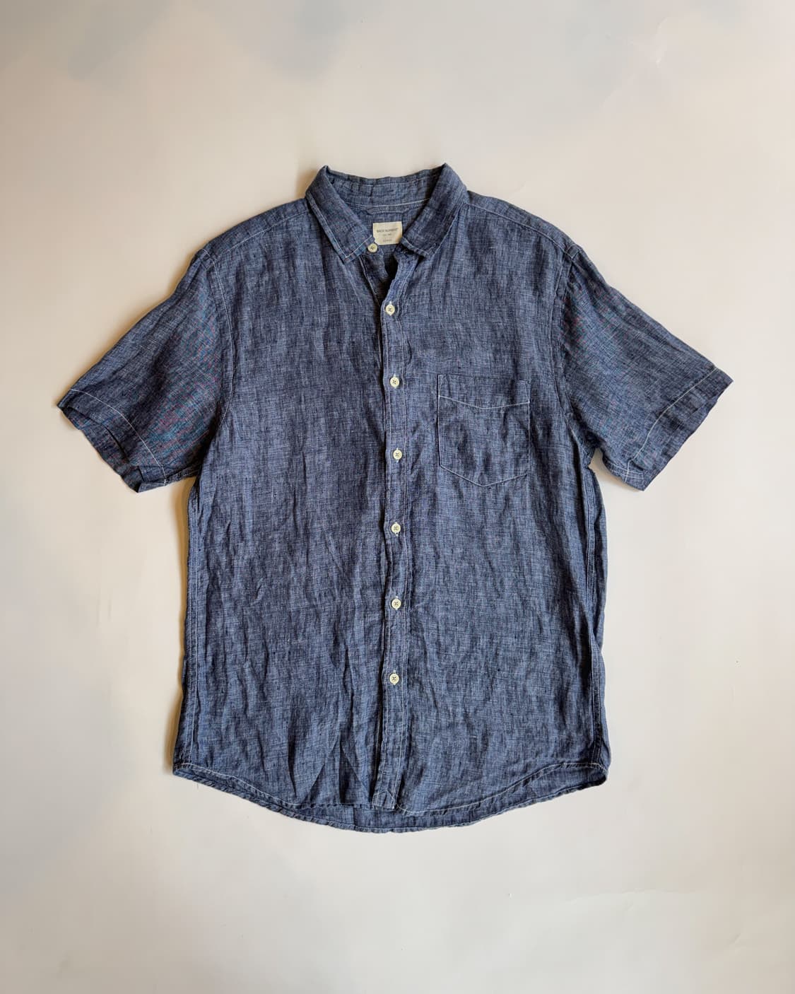 Back Number Linen Short Sleeve Shirt 상품이미지1