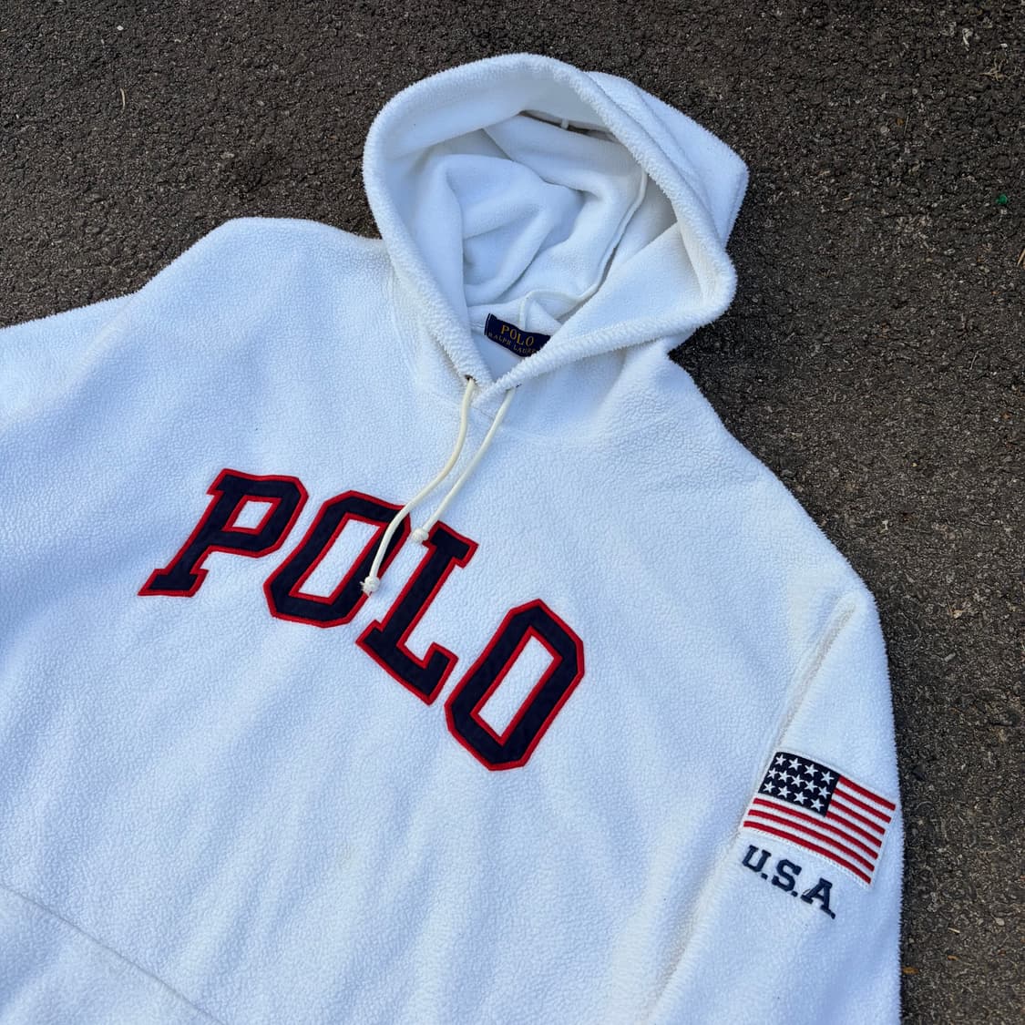 폴로 랄프로렌 성조기 뽀글이 후리스 후드티 XXL 상품이미지8