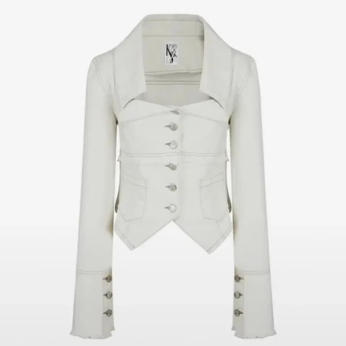 카시코 데님 스퀘어넥 자켓 화이트  상품이미지1