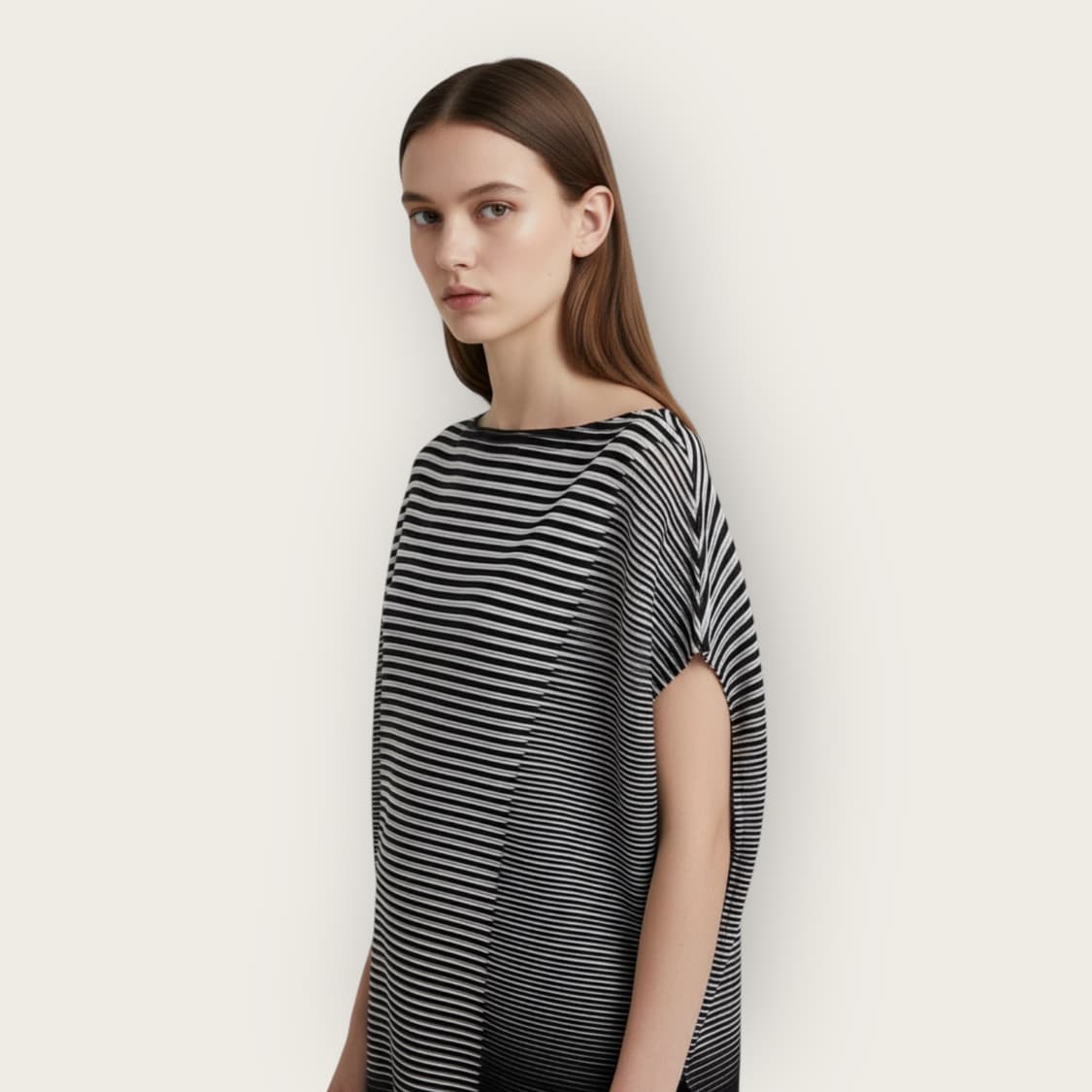 2/ 이세이미야케 스트라이프 언벨 탑 상품이미지1