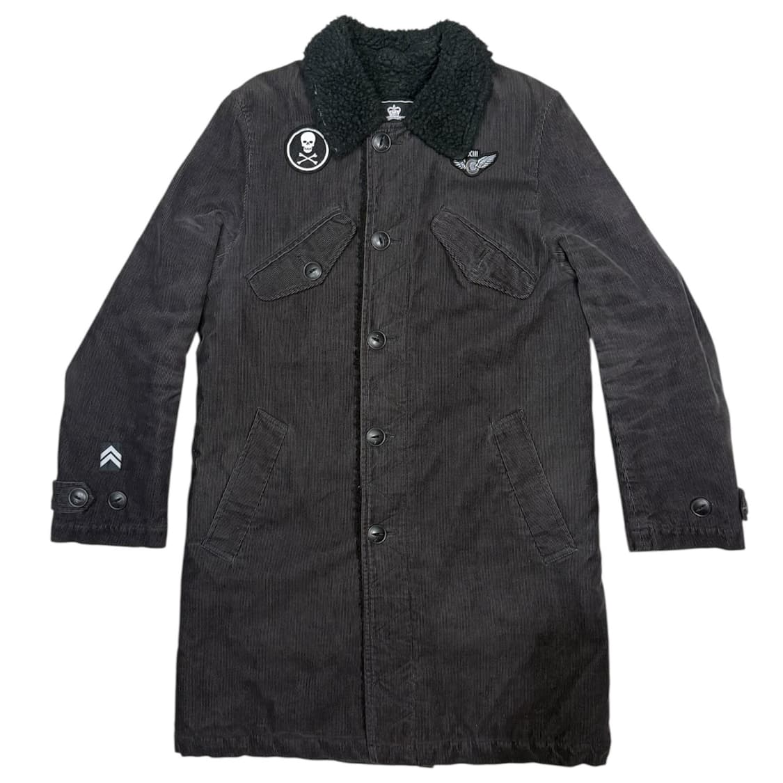 네이버후드 아카이브 해골 패치 보아털 롱 코트 자켓 상품이미지1