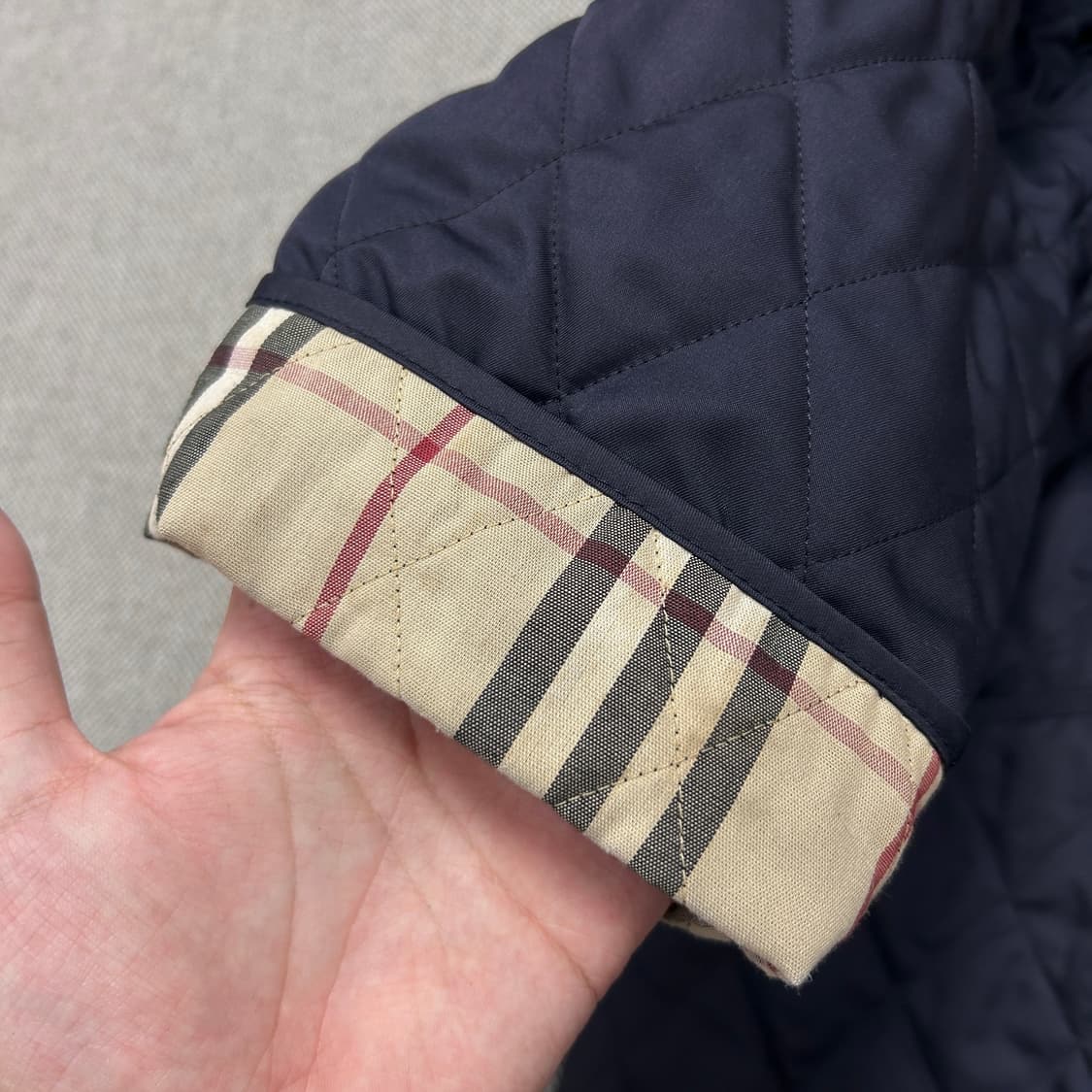 버버리 우먼스 네이비 퀼팅자켓(M) 상품이미지8