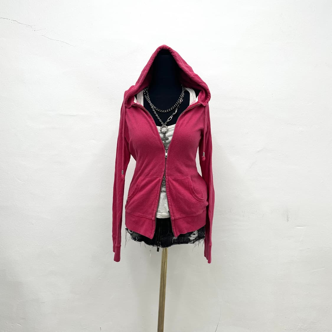 Gyaru 2 way pink hoodie  상품이미지2