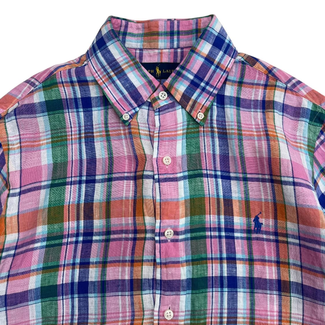 폴로 랄프로렌 블루포니 타탄체크 린넨 반팔 셔츠 M 상품이미지4