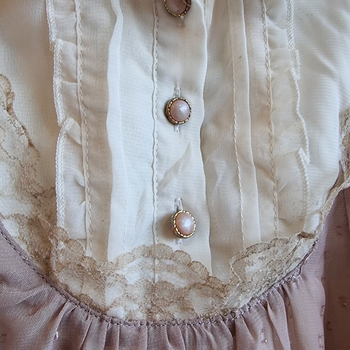 axes femme(액시즈팜) 핑크베이지 레이스 빈티지 원피스 상품이미지2