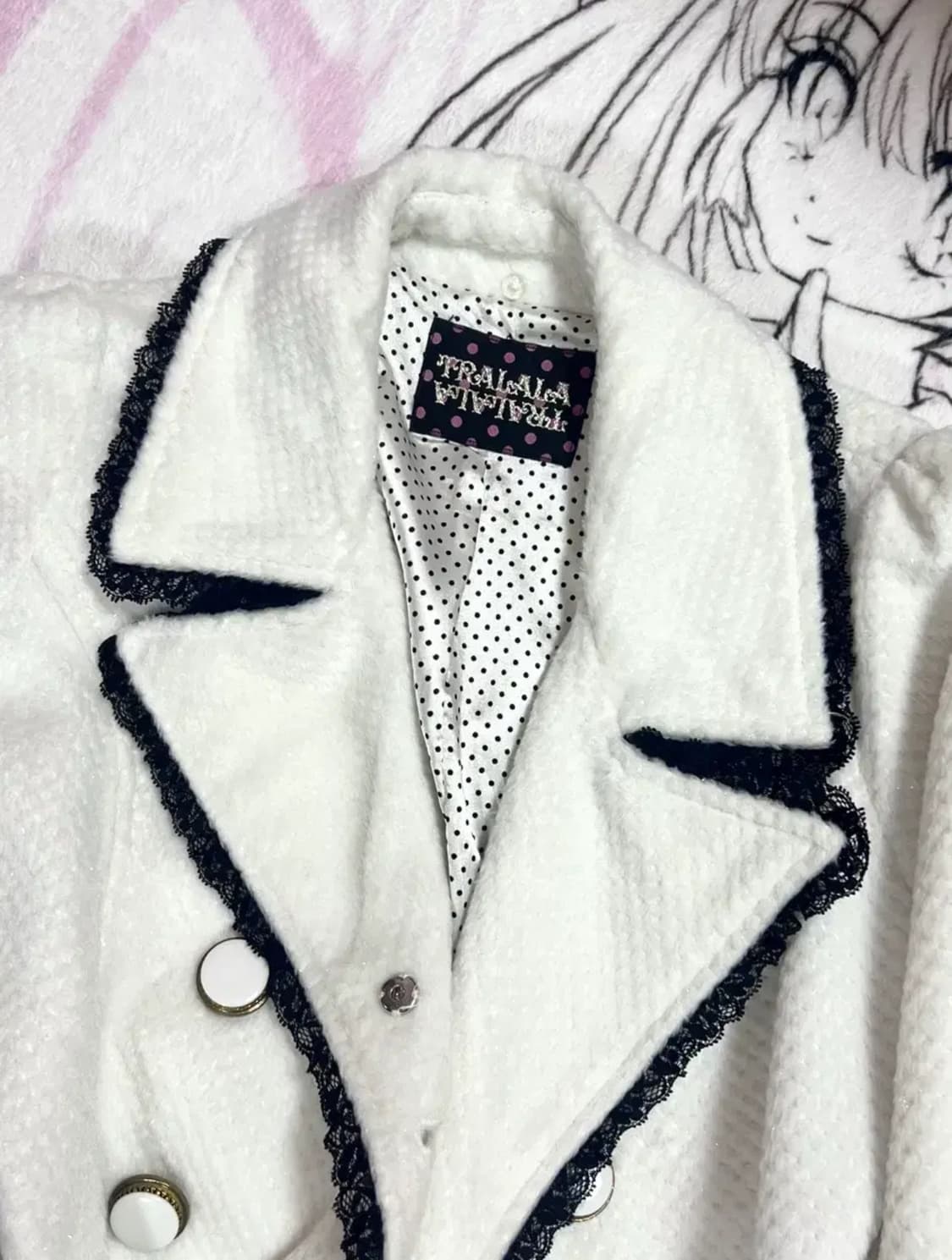 트랄라라 화이트 트위드 트렌치 코트 고전 히메갸루 달천 리즈리사 라떼갸루 상품이미지2