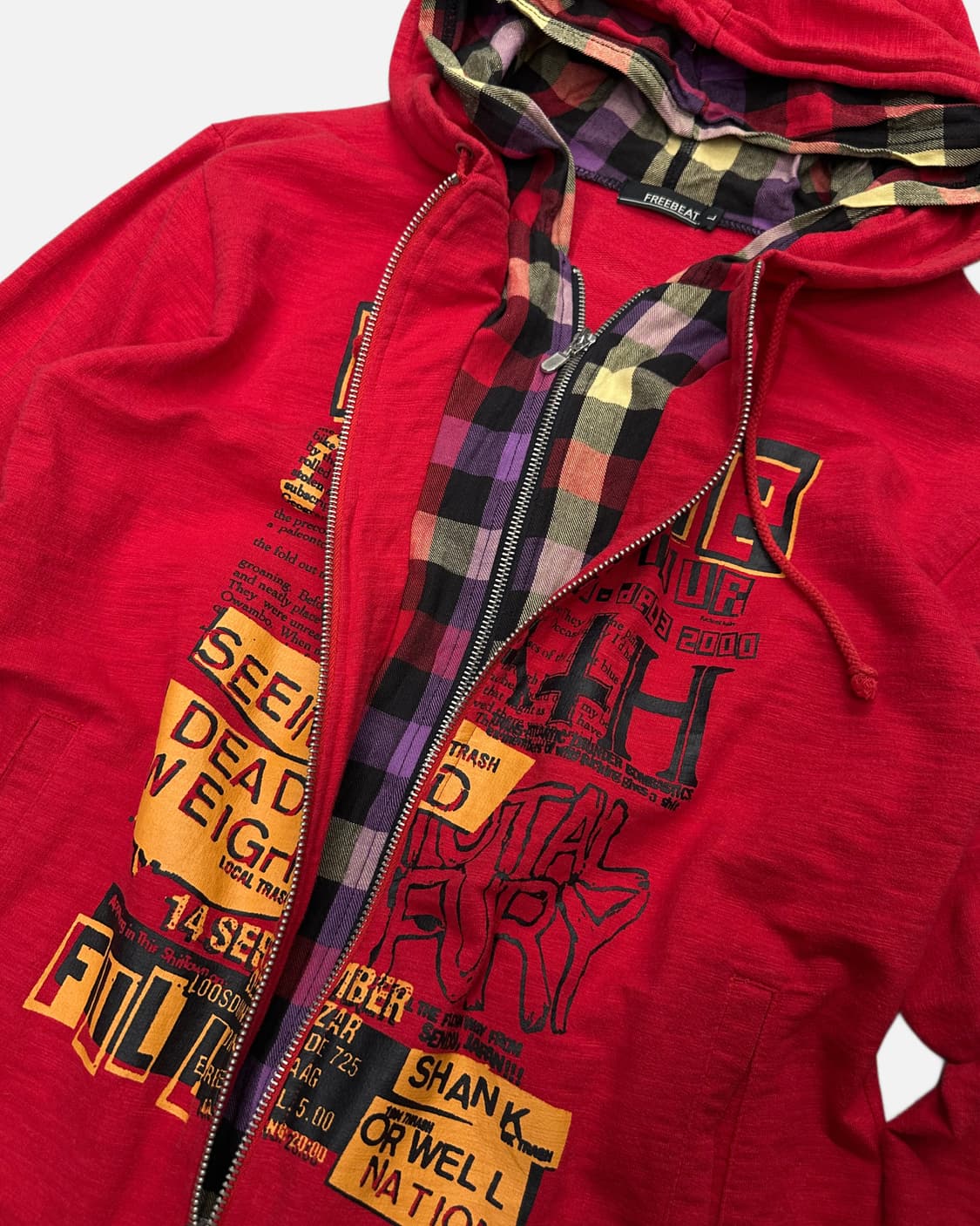 check layered red hood zip-up 상품이미지4