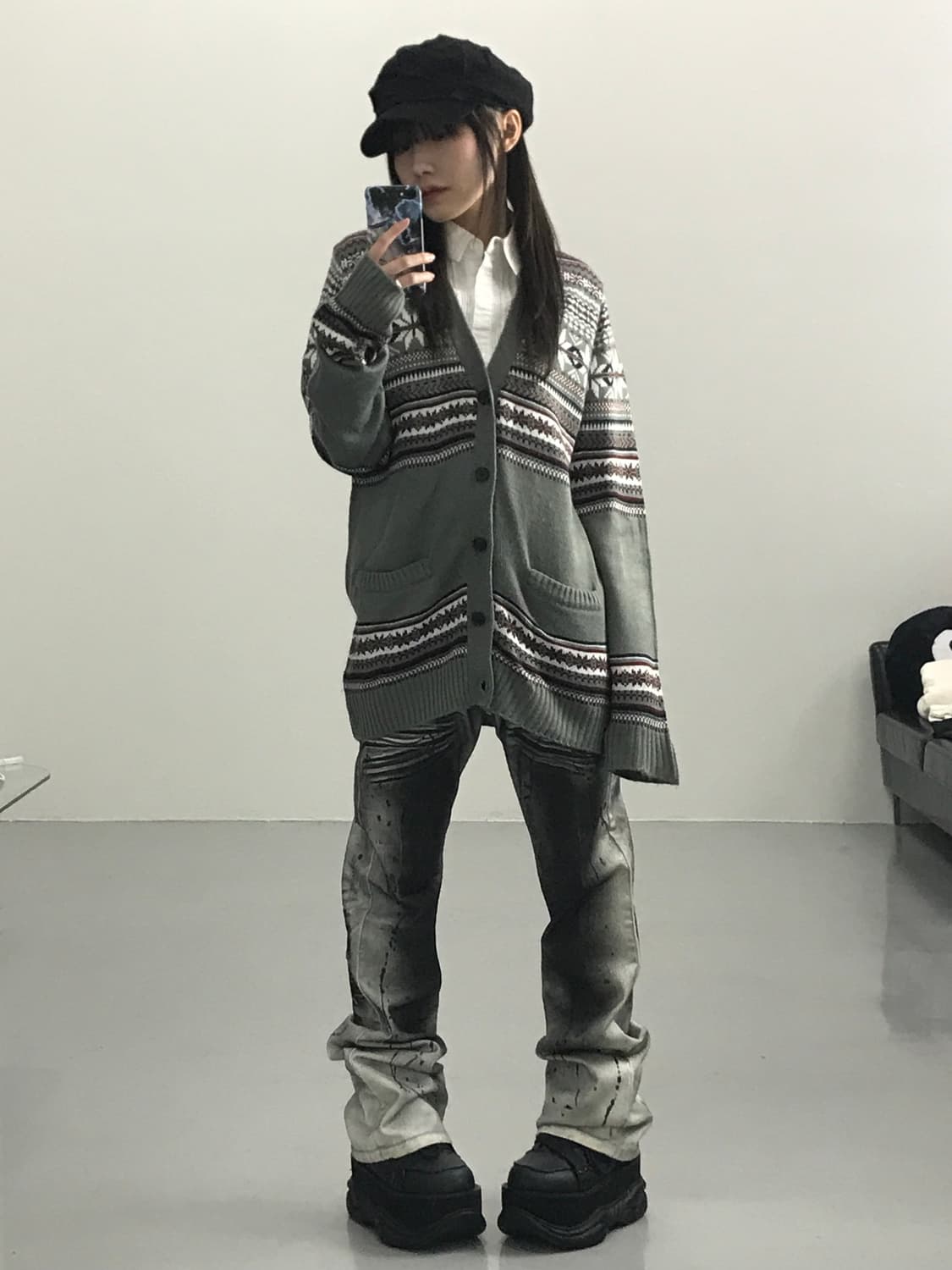 GLORY CREW 패턴 가디건 상품이미지1