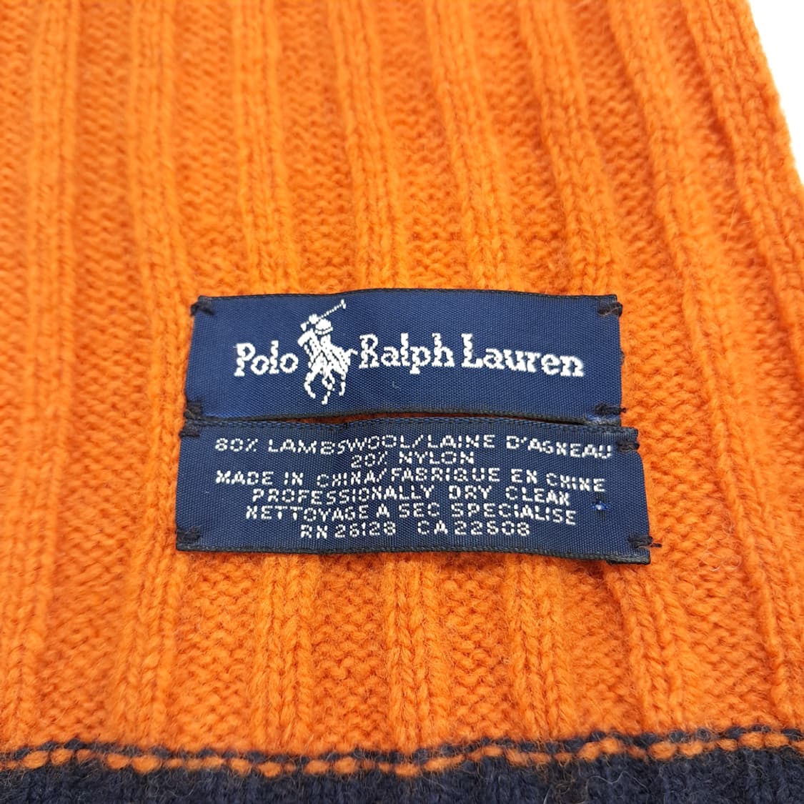 MX164 폴로 랄프로렌 오렌지 리브드 램스울 니트 목도리 머플러 상품이미지6