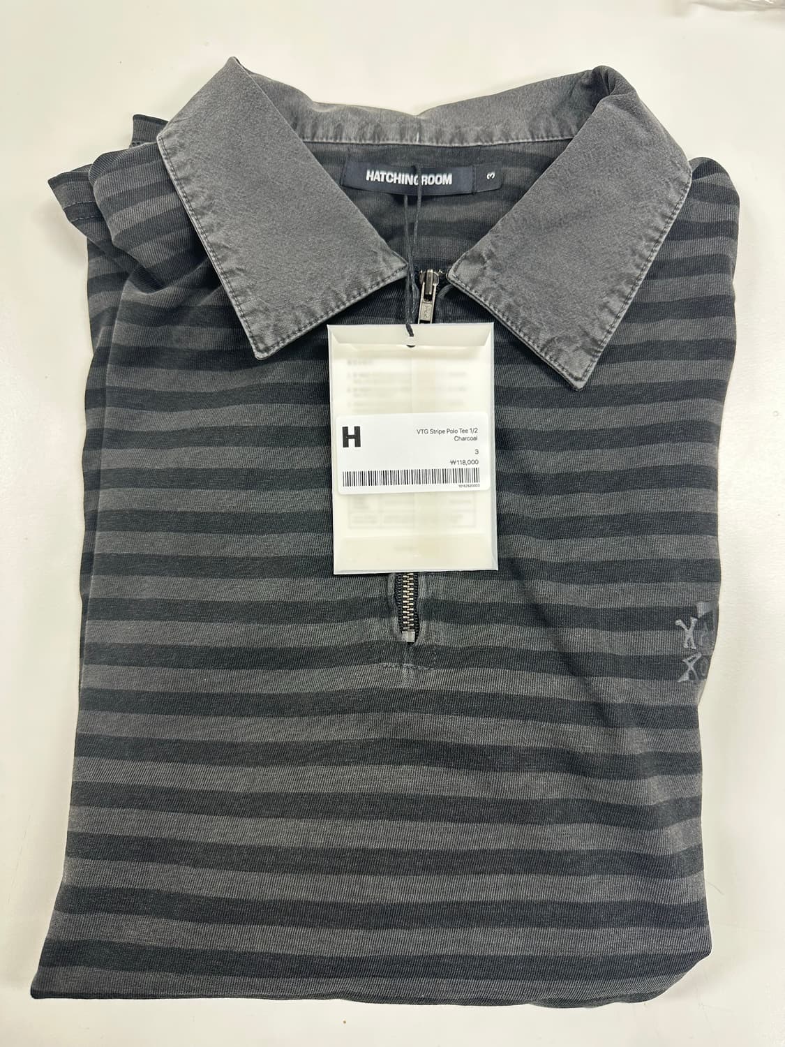(3)해칭룸 VTG Stripe Polo Tee 1/2 Charcoal 상품이미지2