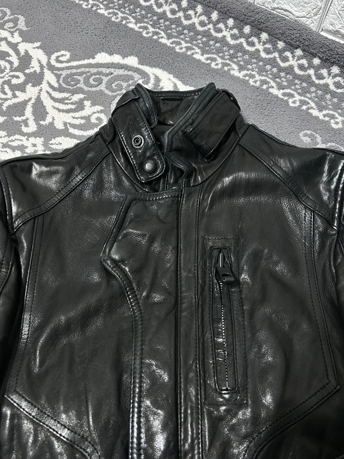 타임 옴므 엘라스틱 레이어드 클로징 래더 자켓 상품이미지8