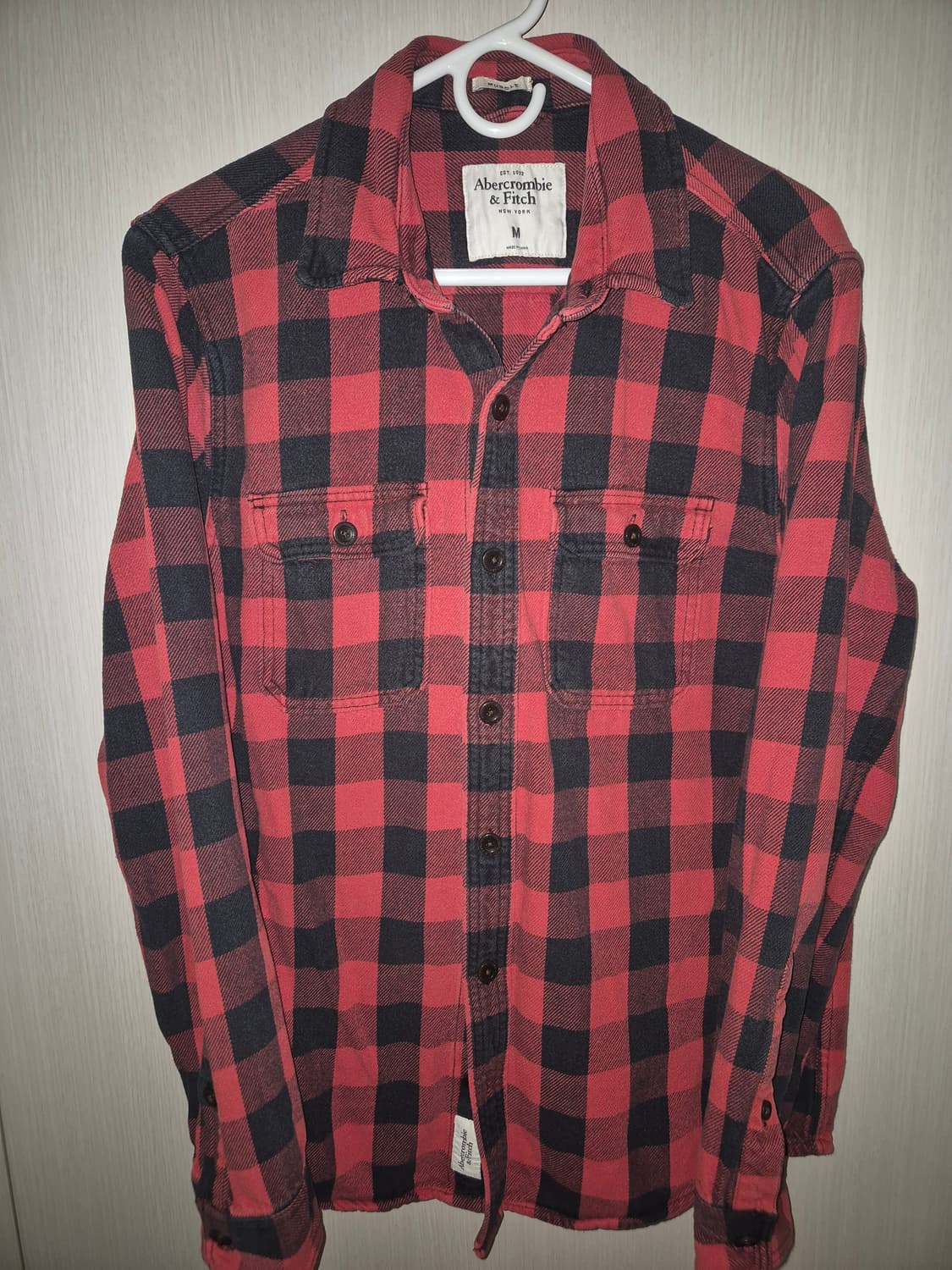 아베크롬비 머슬핏 레드 체크 남방 M 상품이미지2