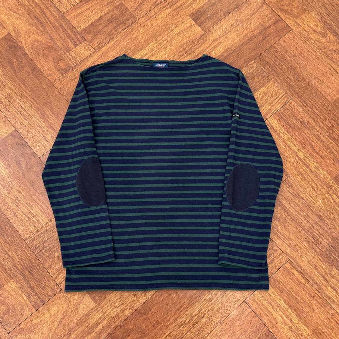 XL 세인트제임스 단가라 길도 엘보 패치 티셔츠  상품이미지1