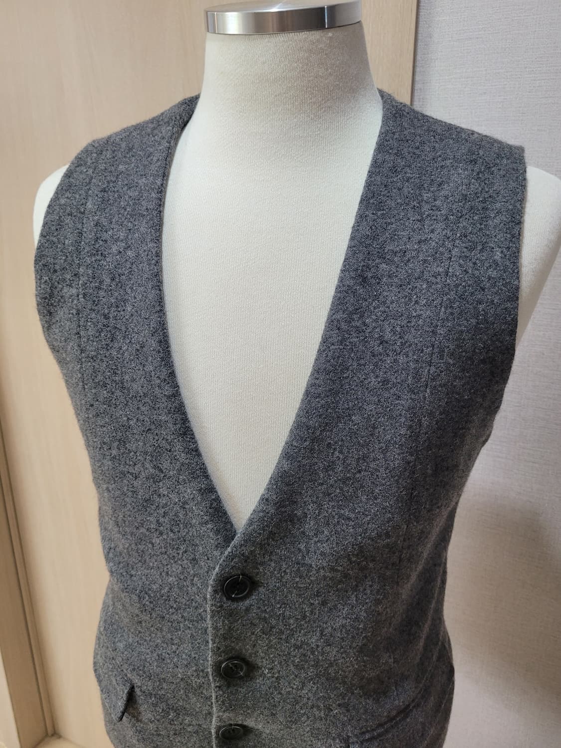 코데즈컴바인 남자 4버튼 모직 조끼 100 그레이 상품이미지3