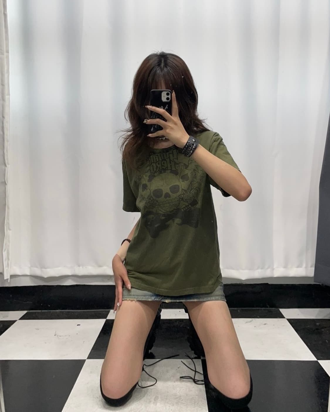 🎸그린 스컬 프린팅 티셔츠🎸 상품이미지3