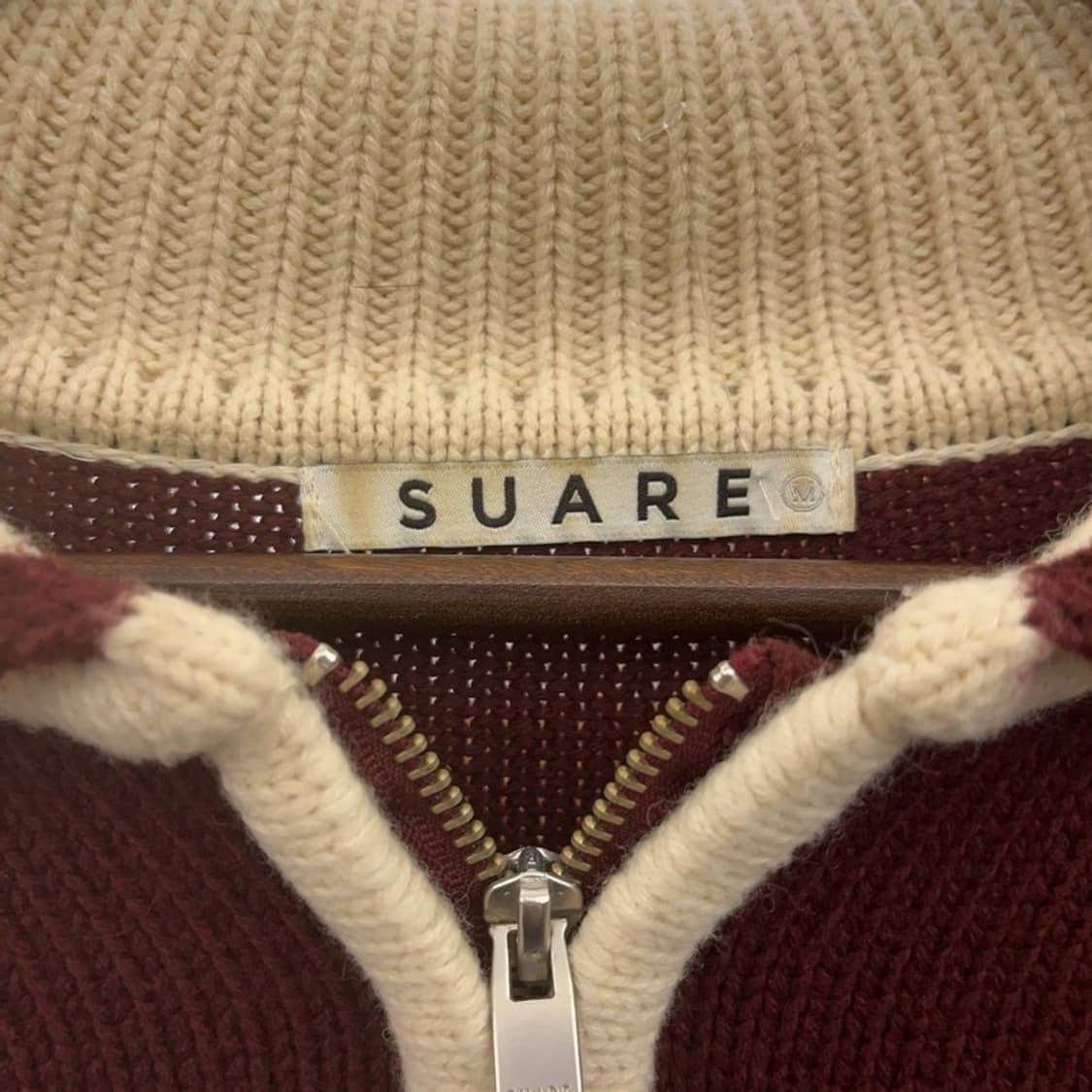 수아레 빈티지 레트로 배색 반집업 울 혼방 니트 M C07279 상품이미지5