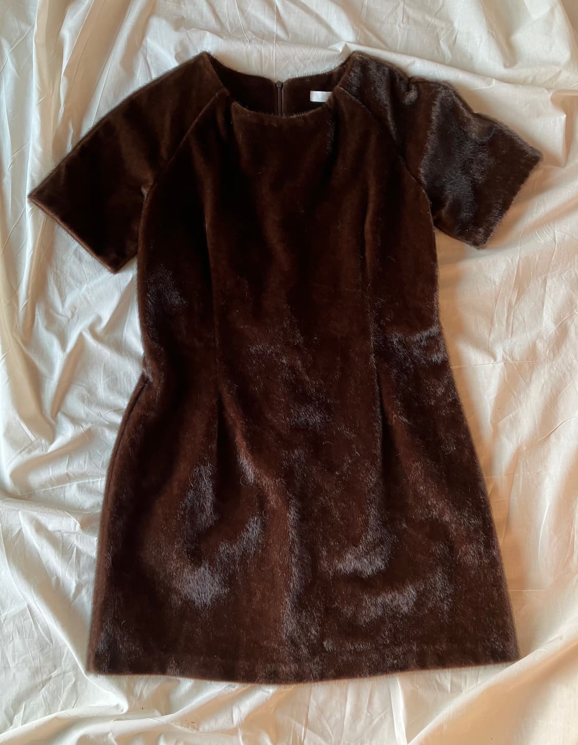 브라운 퍼 미니원피스 상품이미지1