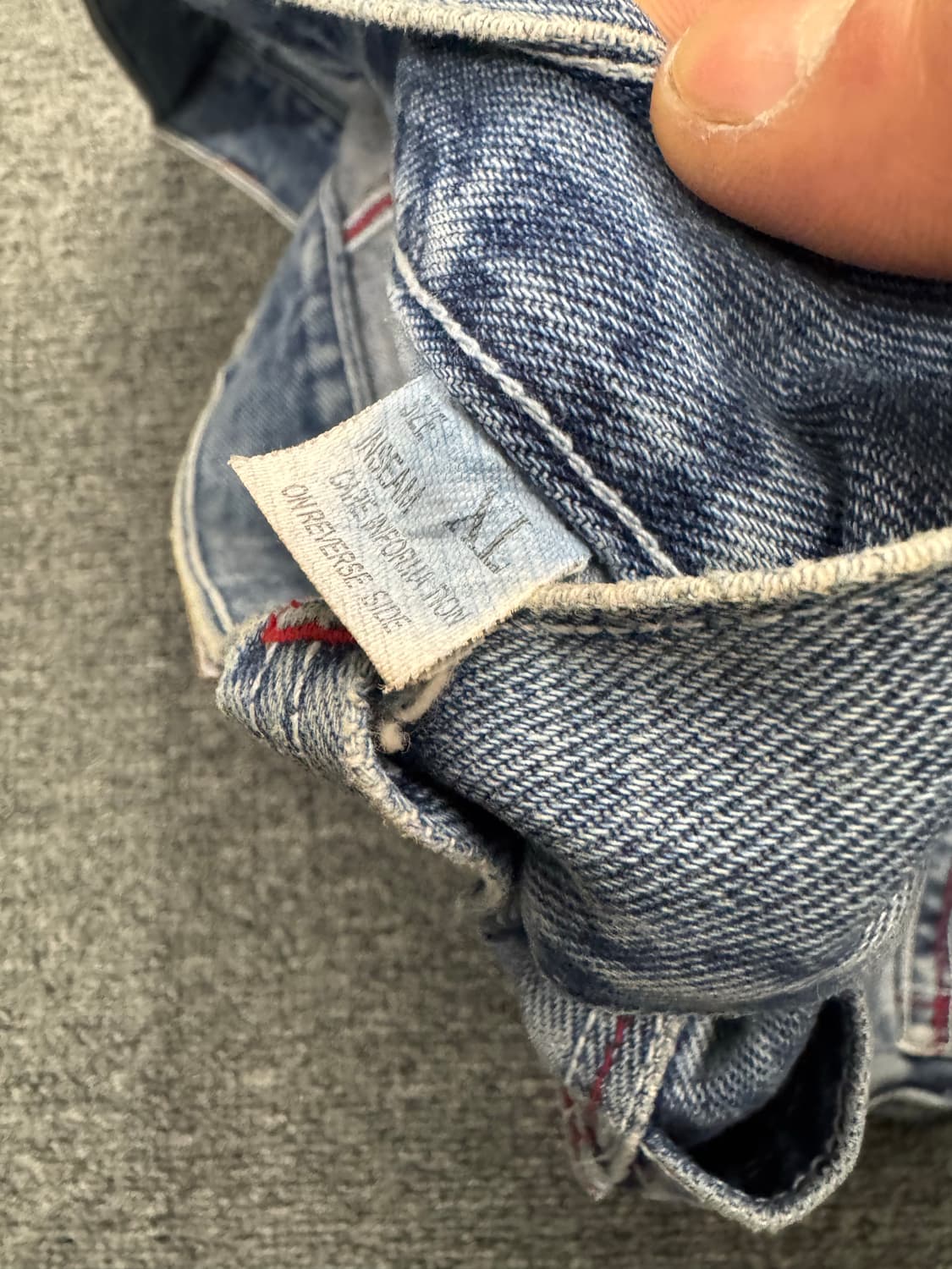 XL) Lang QI 빈티지 y2k 올드스쿨 데님 더블니 워크팬츠 상품이미지4