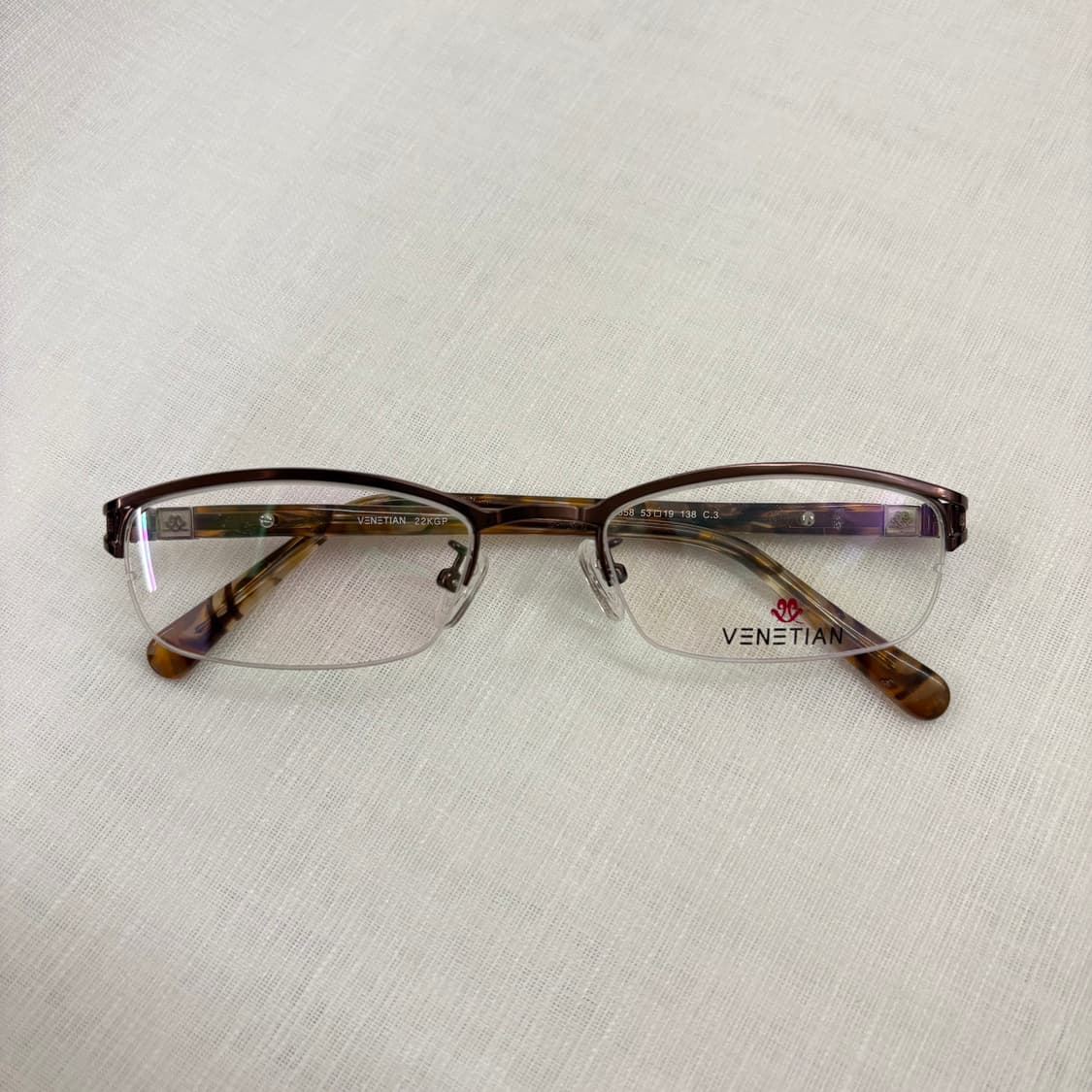 Venetian 브라운 반무테 빈티지안경 상품이미지5