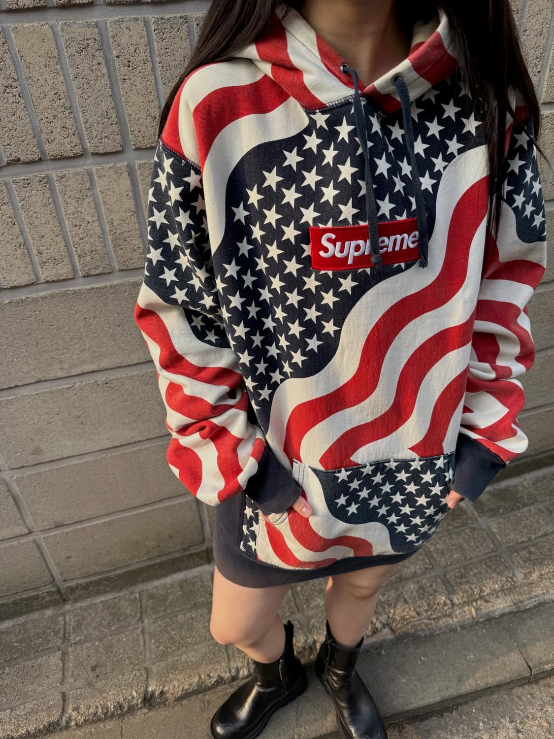 Supreme 14F/W 성조기 박스로고 후드티 상품이미지4