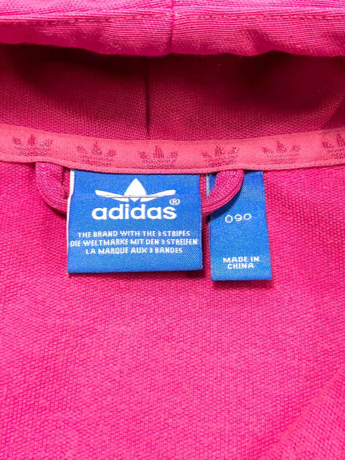 아디다스 자수로고 핑크 배색 후드집업 상품이미지7