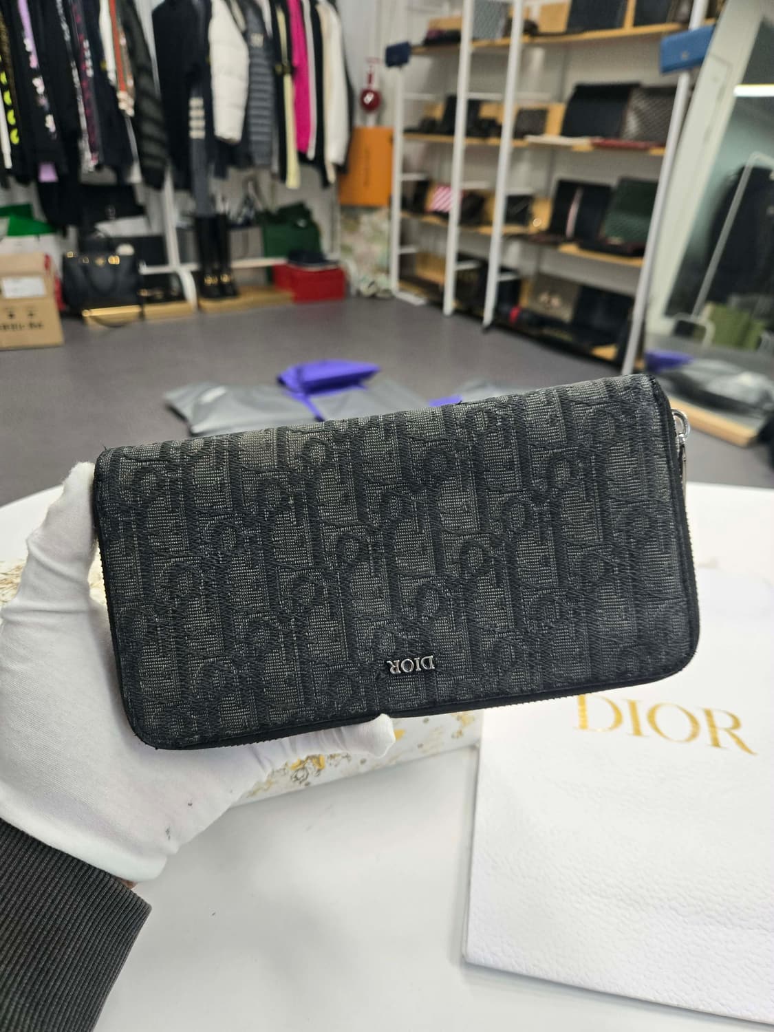 [A급컨디션] 디올 오블리크 지퍼 장지갑 상품이미지1