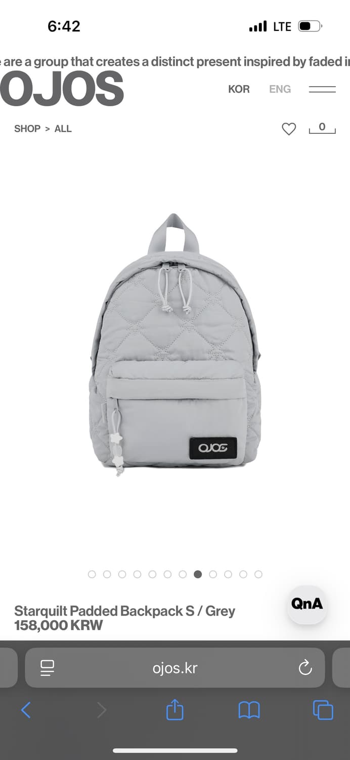 오호스 가방 ojos Starquilt Padded Backpack s  상품이미지1