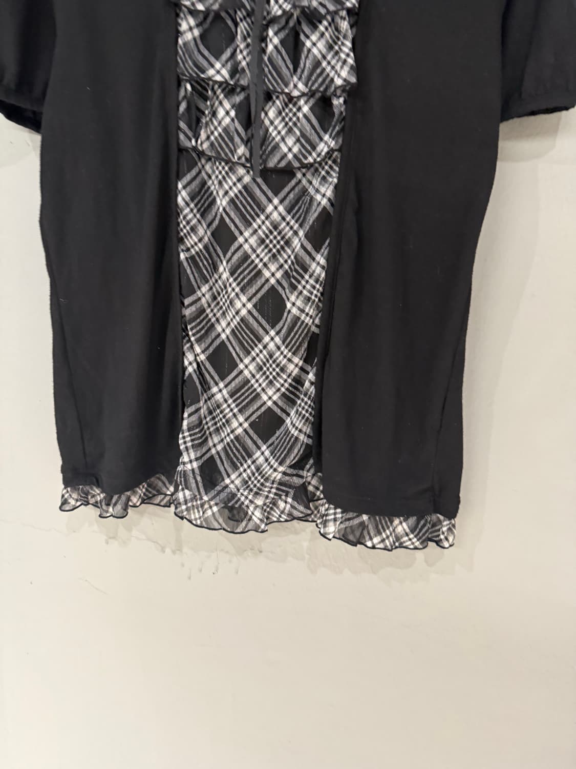check pattern layered detail top  상품이미지6