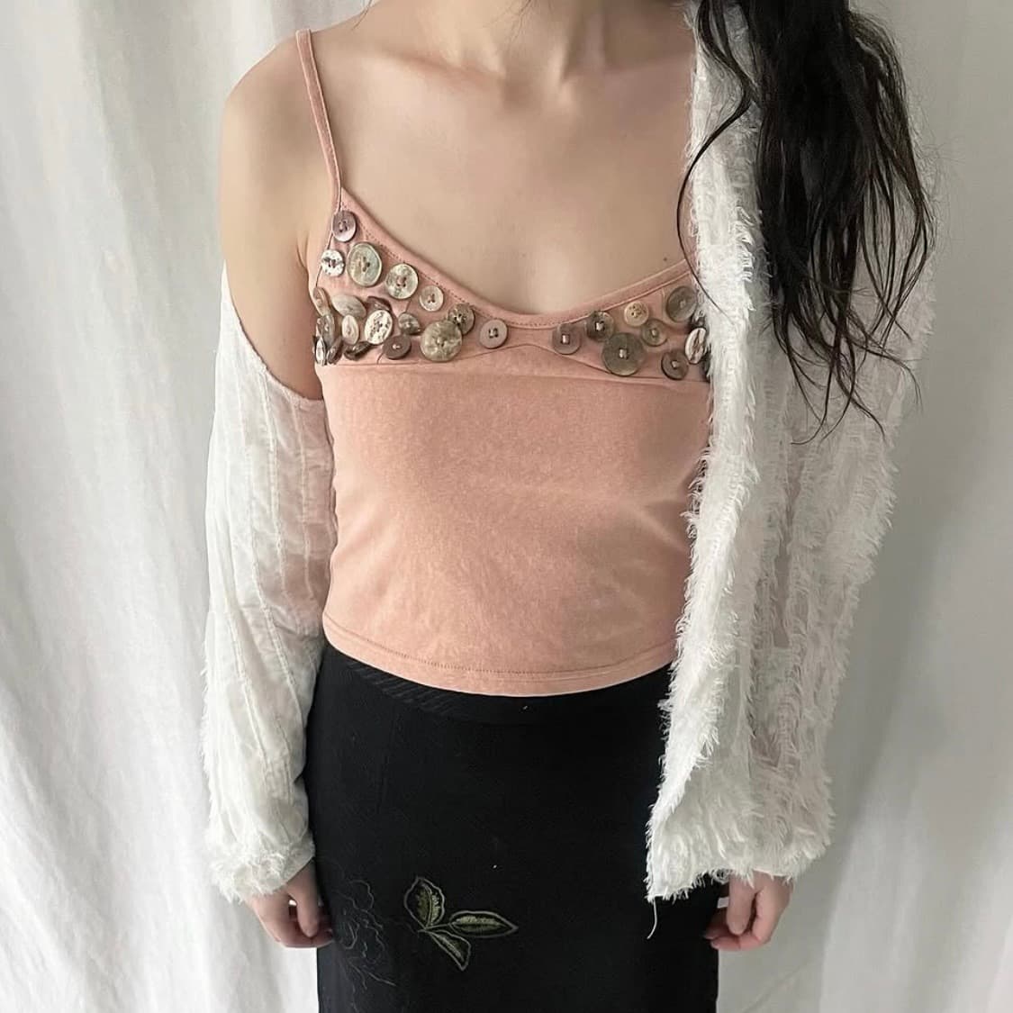 faye 파예 빈티지 버튼 단추 슬리브리스 상품이미지1