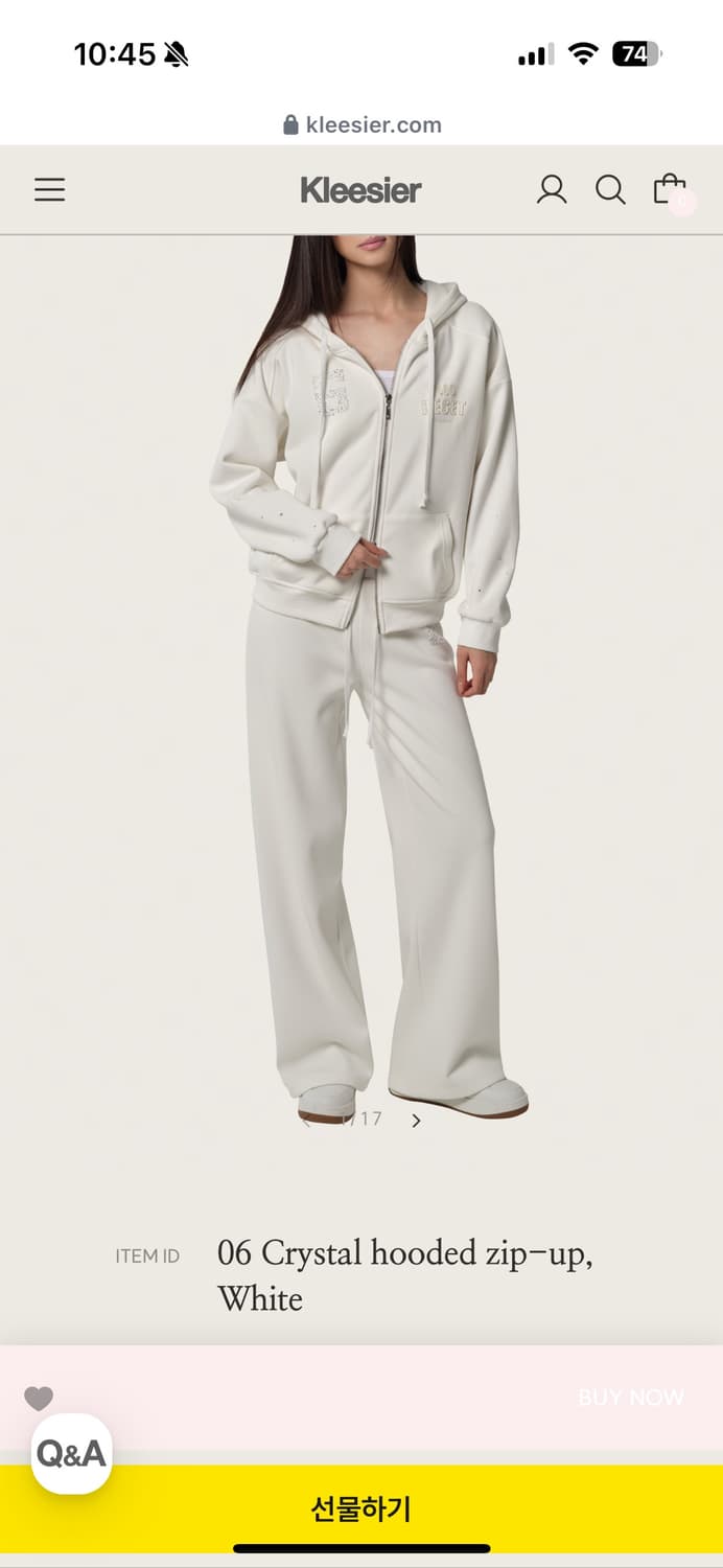 [새제품] 클리시어 06 크리스탈 후드 집업 화이트 상품이미지2